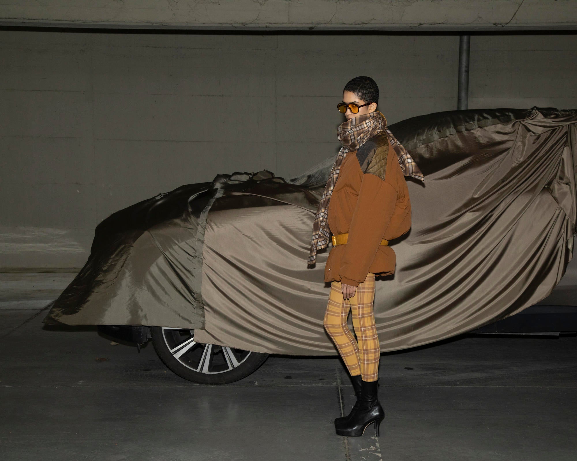 Amy Nylon check scarf
